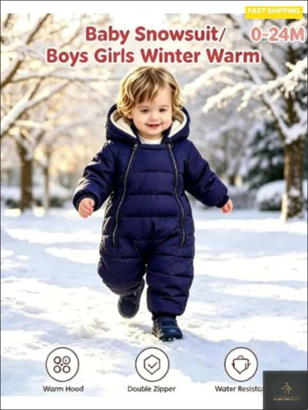 Kids Winter Snowsuit Infant Jumpsuit 0-24M Toddler Footed Jacket Warm Hooded